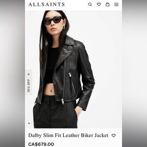 All Saints Dalby Slim Fit Leather Biker Jacket